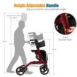 COSTWAY Folding 4-Wheel Mobility Walker with Seat