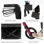 COSTWAY Folding 4-Wheel Mobility Walker with Seat