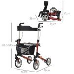 Folding Rollator Walker with Seat for Tall Adults