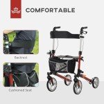 Folding Rollator Walker with Seat for Tall Adults