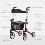 Folding Rollator Walker with Seat for Tall Adults