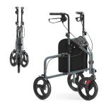 HEAO Foldable 3-Wheel Walker with Storage Bag