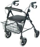 NRS Healthcare Aluminium Four-Wheeled Rollator with Basket