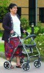 NRS Healthcare Aluminium Four-Wheeled Rollator with Basket