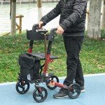 HOMCOM Folding 4-Wheel Rollator with Seat - Red