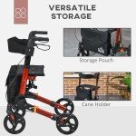 HOMCOM Folding 4-Wheel Rollator with Seat - Red