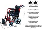Lightweight Folding Attendant Wheelchair with 18" Seat