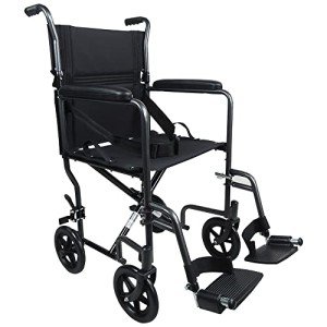 Compact Lightweight Steel Transit Wheelchair - Grey
