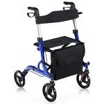 COSTWAY Folding Mobility Walker with Seat and Storage
