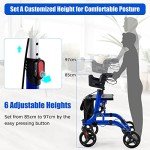COSTWAY Folding Mobility Walker with Seat and Storage