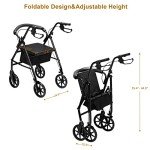 Bonnlo All-Terrain Rollator Walker with Wide Seat