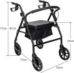 Lightweight Folding 4-Wheel Mobility Walker with Seat