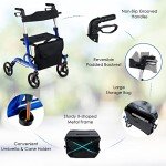COSTWAY Folding Mobility Walker with Seat and Storage