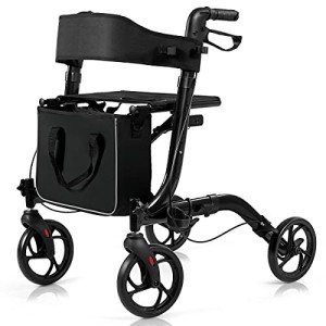Folding 4-Wheel Mobility Scooter Walker with Seat