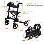 COSTWAY Lightweight Folding Walkers with Seat and Brakes