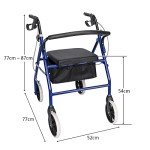 Lightweight Folding 4 Wheel Mobility Walker with Seat