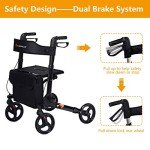 COSTWAY Lightweight Folding Walkers with Seat and Brakes