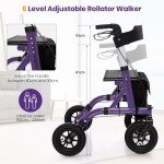 COSTWAY Foldable Rollator with Adjustable Height and Seat