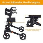 COSTWAY Lightweight Folding Walkers with Seat and Brakes