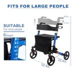 Foldable Rollator Walker with 8” Wheels & Seat