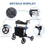 Foldable Rollator Walker with 8” Wheels & Seat