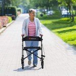 COSTWAY Lightweight Folding Walkers with Seat and Brakes