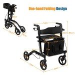 Folding 4-Wheel Mobility Scooter Walker with Seat
