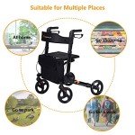 COSTWAY Lightweight Folding Walkers with Seat and Brakes