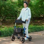 Foldable Rollator Walker with 8” Wheels & Seat