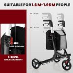 Lightweight 3-Wheel Folding Mobility Walker with Bag