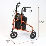 3-Wheel Steel Rollator Walker with Bag - Red