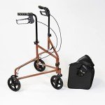 3-Wheel Steel Rollator Walker with Bag - Red