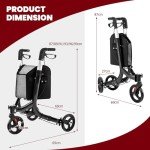 Lightweight 3-Wheel Folding Mobility Walker with Bag