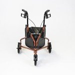 3-Wheel Steel Rollator Walker with Bag - Red
