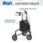 Lightweight Tri-Wheel Mobility Walker with Bag