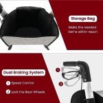 Lightweight 3-Wheel Folding Mobility Walker with Bag