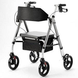 HEAO Wide Seat Rollator with Storage Basket - Grey