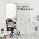 HEAO Wide Seat Rollator with Storage Basket - Grey