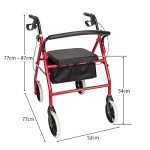 Lightweight Folding 4-Wheel Mobility Walker with Seat