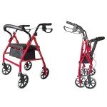 Lightweight Folding 4-Wheel Mobility Walker with Seat