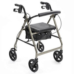 NRS Healthcare 4-Wheel Rollator Walking Aid - Silver