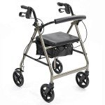 NRS Healthcare 4-Wheel Rollator Walking Aid - Silver