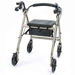 NRS Healthcare 4-Wheel Rollator Walking Aid - Silver