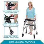 Lightweight 4-Wheel Rollator with Seat for Seniors