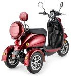 VELECO Retro 3-Wheel Electric Mobility Scooter - Red
