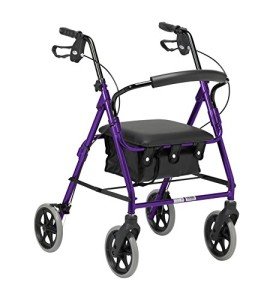 Lightweight Folding Four Wheel Rollator with Seat