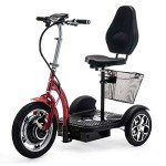 VELECO ZT16 Three-Wheeled Mobility Scooter - Red