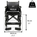 U-GO Atlas Heavy Duty Foldable Wheelchair, 20" Seat