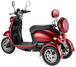 VELECO Retro 3-Wheel Electric Mobility Scooter - Red