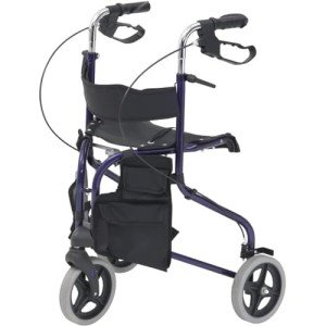 Lightweight 3-Wheeled Tri Walker with Seat and Bag